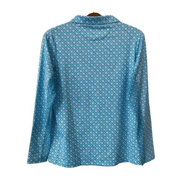 Seabreeze Long Sleeve Golf Polo Shirt Women MED Floral Print Blue Athleisure NEW - Picture 2 of 7